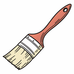 Isolated Paintbrush Illustration With Wooden Handle And Bristles Ideal For Graphic Design