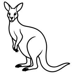 Elegant Kangaroo Line Art – Black & White Vector