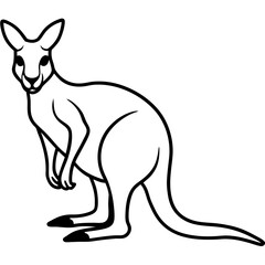 Elegant Kangaroo Line Art – Black & White Vector