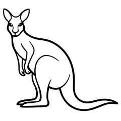 Elegant Kangaroo Line Art – Black & White Vector