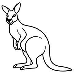 Elegant Kangaroo Line Art – Black & White Vector