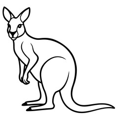 Elegant Kangaroo Line Art – Black & White Vector