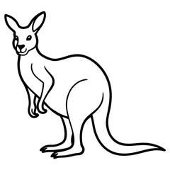 Elegant Kangaroo Line Art – Black & White Vector