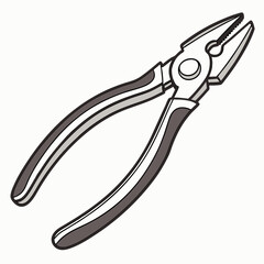 Illustration Of Gray Handled Pliers Tool On White Background For Repair Jobs