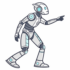 Cartoon Robot Illustration Pointing The Way Forward To The Future