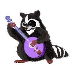 Fototapeta premium Illustration of a raccoon animal, for children's stories, education and learning purposes.