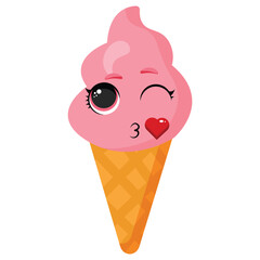 In love with a pink ice cream cone.