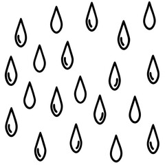Vector silhouette of multiple small raindrops falling in a random pattern