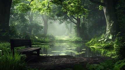 Abstract green nature background soft blurred landscape calming peaceful scene wellness relaxation