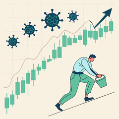 Coronavirus Impact On Economy Illustrated With Stock Chart And Struggling Businessman