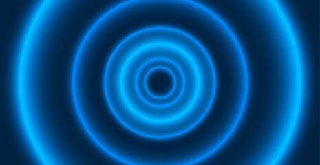 Glowing Blue Neon Light Circle Pattern Background. Technology Wallpaper. Futuristic. Abstract Business Banner