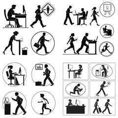 Fototapeta premium Set of people icons in black and white man and woman. Vector illustration of group of stylized people in black and whith.