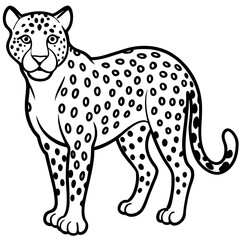 Leopard Line Art Vector on White