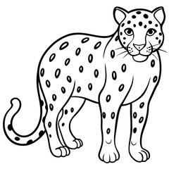 Leopard Line Art Vector on White