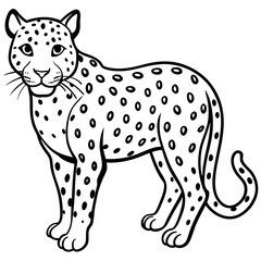 Leopard Line Art Vector on White