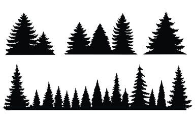 Obraz premium Trees vector silhouette set