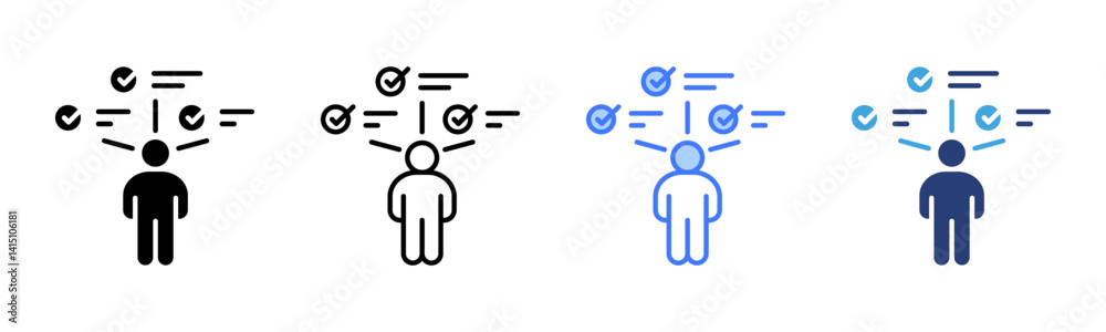 Poster proficiency icon sheet multiple style collection