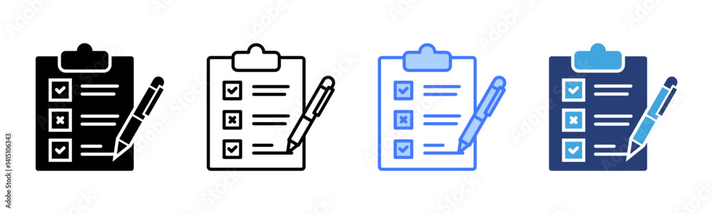Poster assessment icon sheet multiple style collection