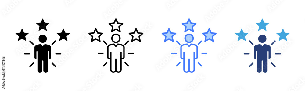 Poster competence icon sheet multiple style collection