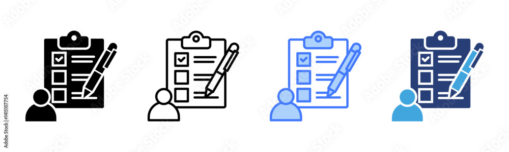 Poster self assessment icon sheet multiple style collection