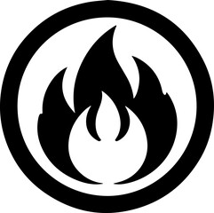 Flame Icon in Circular Frame