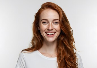 Happy redhead woman smiling portrait