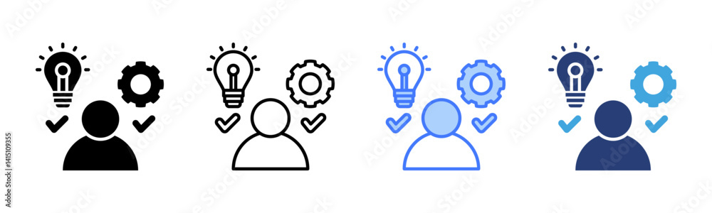 Poster Competency icon sheet multiple style collection