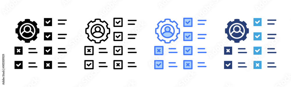 Poster assessment icon sheet multiple style collection