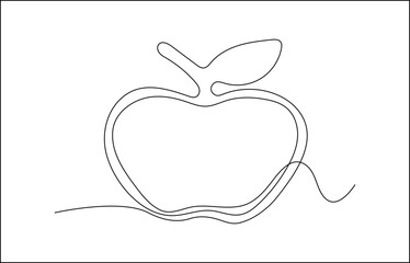  A On An Apple  Design Template for brand, label, store, advertisement, poster. Doodle design, illustration. Continuous Line Drawing Of Transparent background