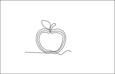  A On An Apple  Design Template for brand, label, store, advertisement, poster. Doodle design, illustration. Continuous Line Drawing Of Transparent background