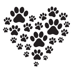 Fototapeta premium Boho Heart Style Pet Paw Print Illustration