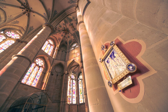Trier, Germany - April 11, 2025: interior architectural detail of the church in Trier old town.