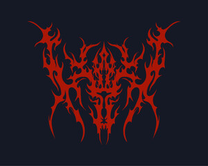 Symmetrical red neo tribal cyber sigilism clip art vector collection for streetwear clothing design tattoo sticker editable