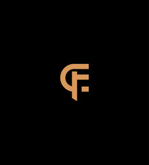Abstract Modern Gold CF Letter Logo Design Branding Identity FC