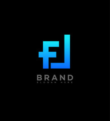 Modern Blue Gradient FD Logo Design Brand Identity