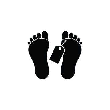 Bare Footprints with Tag Icon, Body, corpse, dead icon