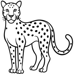 Cheetah Line Art Vector on White