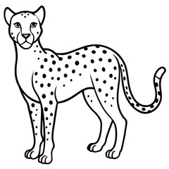 Cheetah Line Art Vector on White