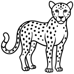 Cheetah Line Art Vector on White