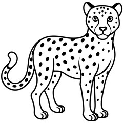 Cheetah Line Art Vector on White