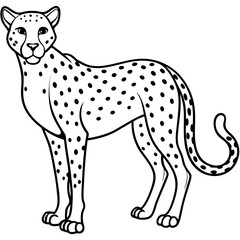 Cheetah Line Art Vector on White