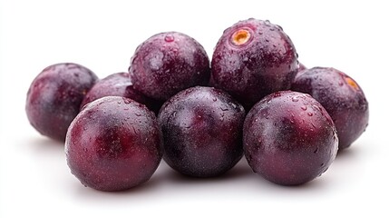 Obraz premium Fresh, plump dark purple berries, glistening with water droplets
