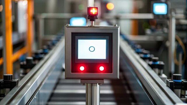 Control Panel Automation Monitoring Industrial Equipment with Lights for Error Prevention and Corrective Action
