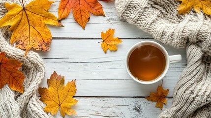 Autumnal warmth displayed on a white wooden surface.