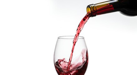 Pouring Red Wine into Glass - Red wine pours elegantly into a crystal glass, symbolizing celebration, relaxation, sophistication, taste, and passion