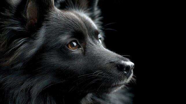 Captivating schipperke portrait studio setting hyperrealistic image low resolution close-up dog art