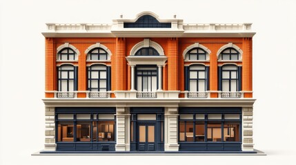 Obraz premium Historic Architecture with Classic Design Features and Modern Storefront Ideal for Urban Comm