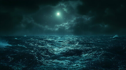 Obraz premium Stormy night sea. Moonlit waves