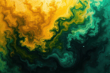 Mesmerizing Ink in Water: Gold & Emerald Dance in Dreamlike Abstract Photography