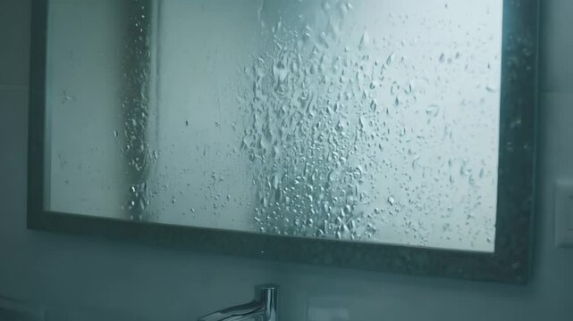 Condensation forming on bathroom mirror
